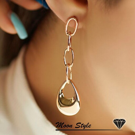 گوشواره زنانه ژوپینگ مدل آویز طرح دار طرح طلا