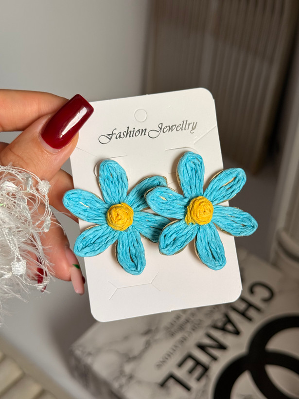 گوشواره کنفی گل شاد رنگی