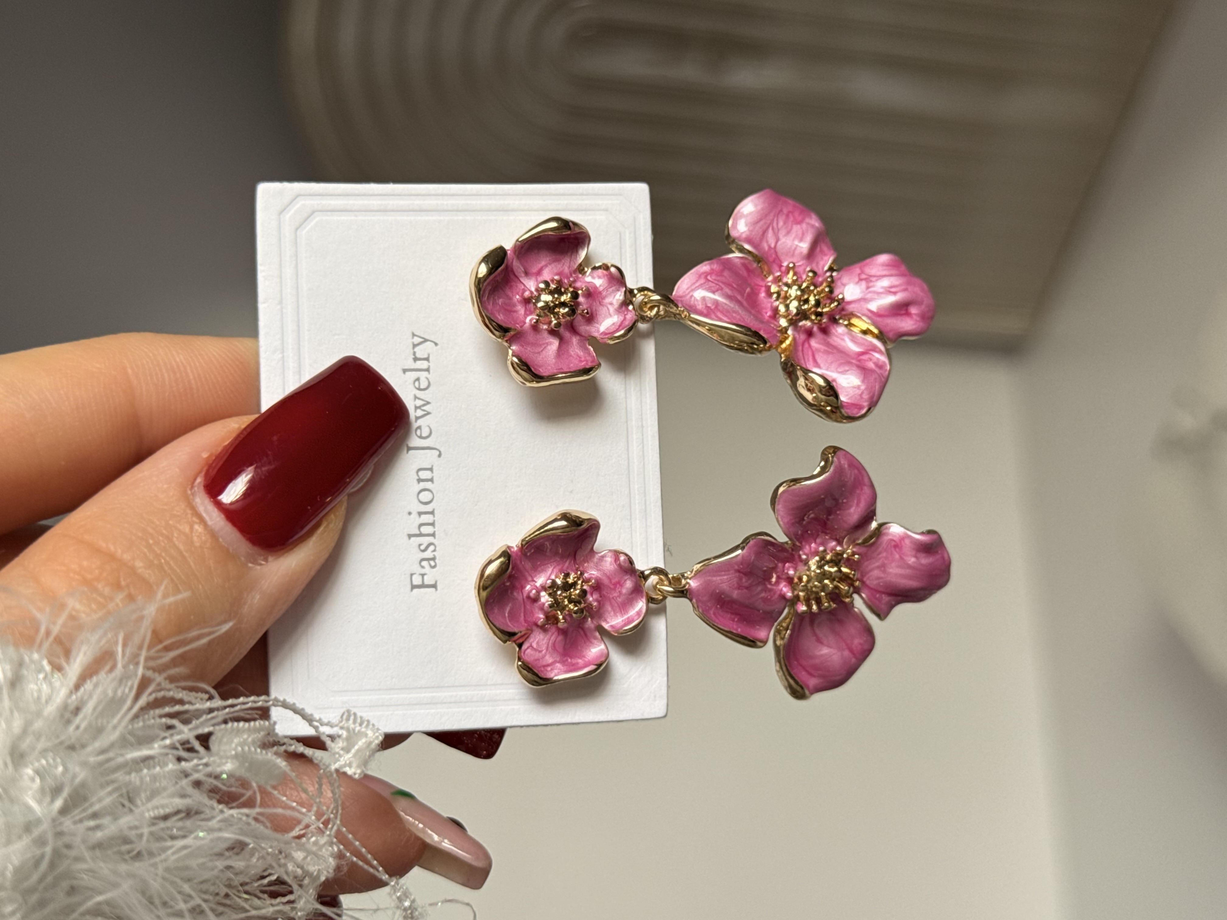گوشواره میناکاری گل برجسته پینترستی