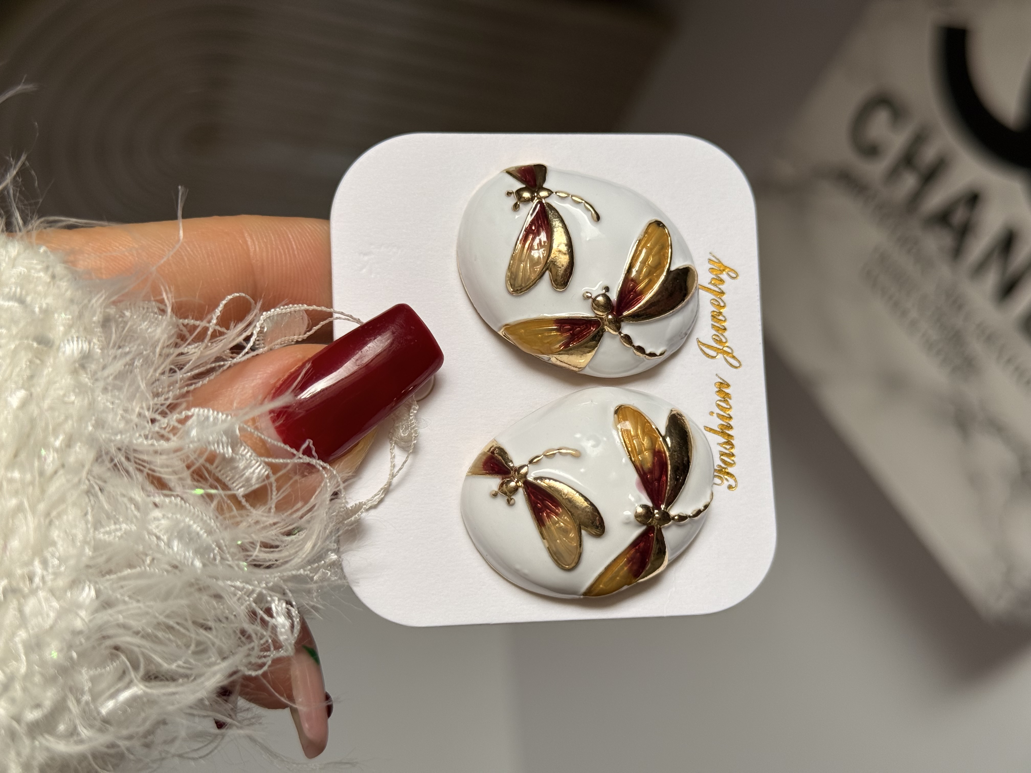 گوشواره میناکاری سنجاقک