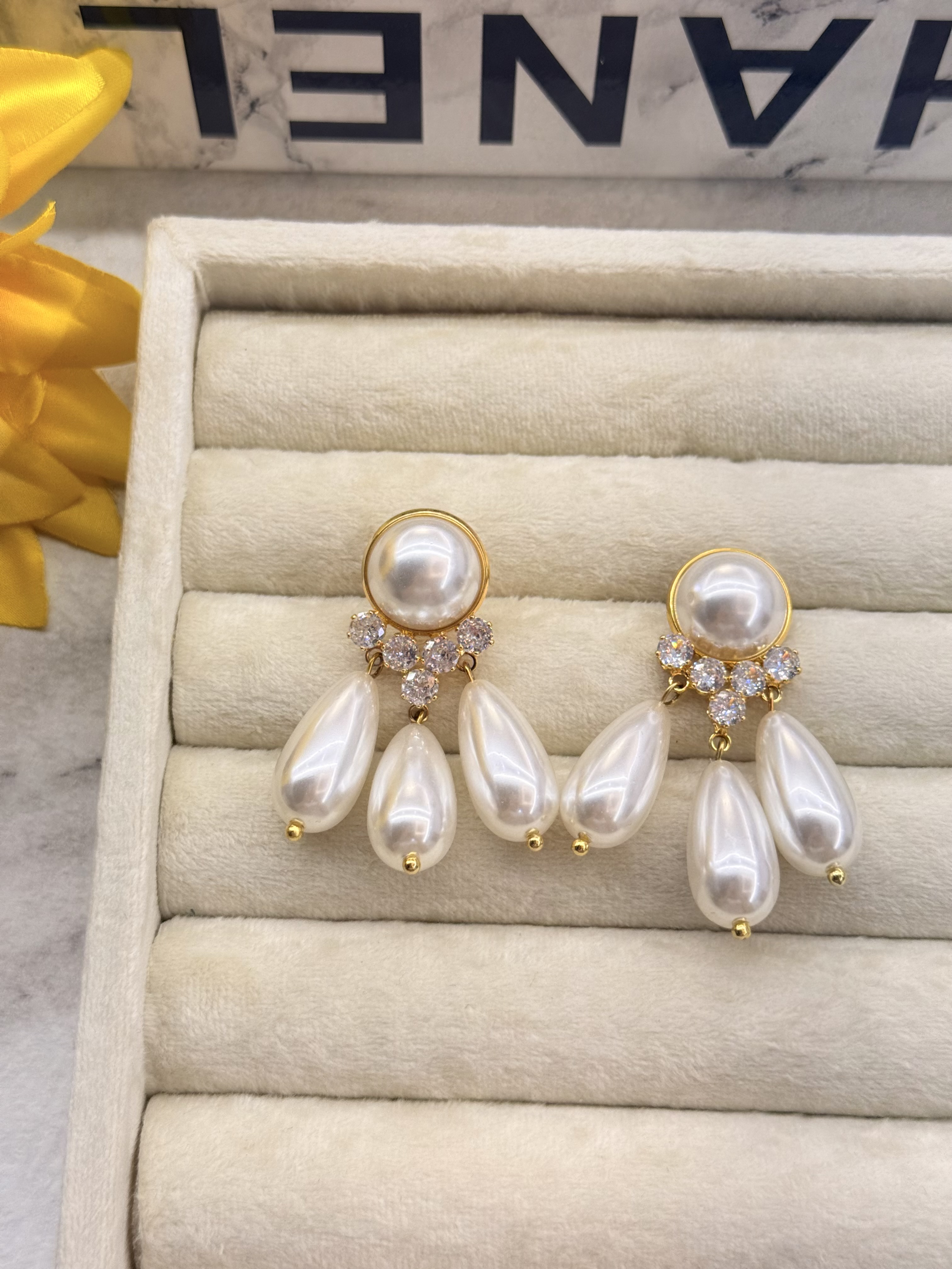 گوشواره آویز مرواریدی گرد